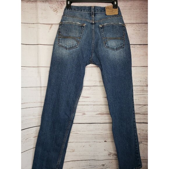 Hollister Men’s Blue Factory Distressed Jeans 30X30.5 – Faded Knee, Button Fly - Picture 2 of 10